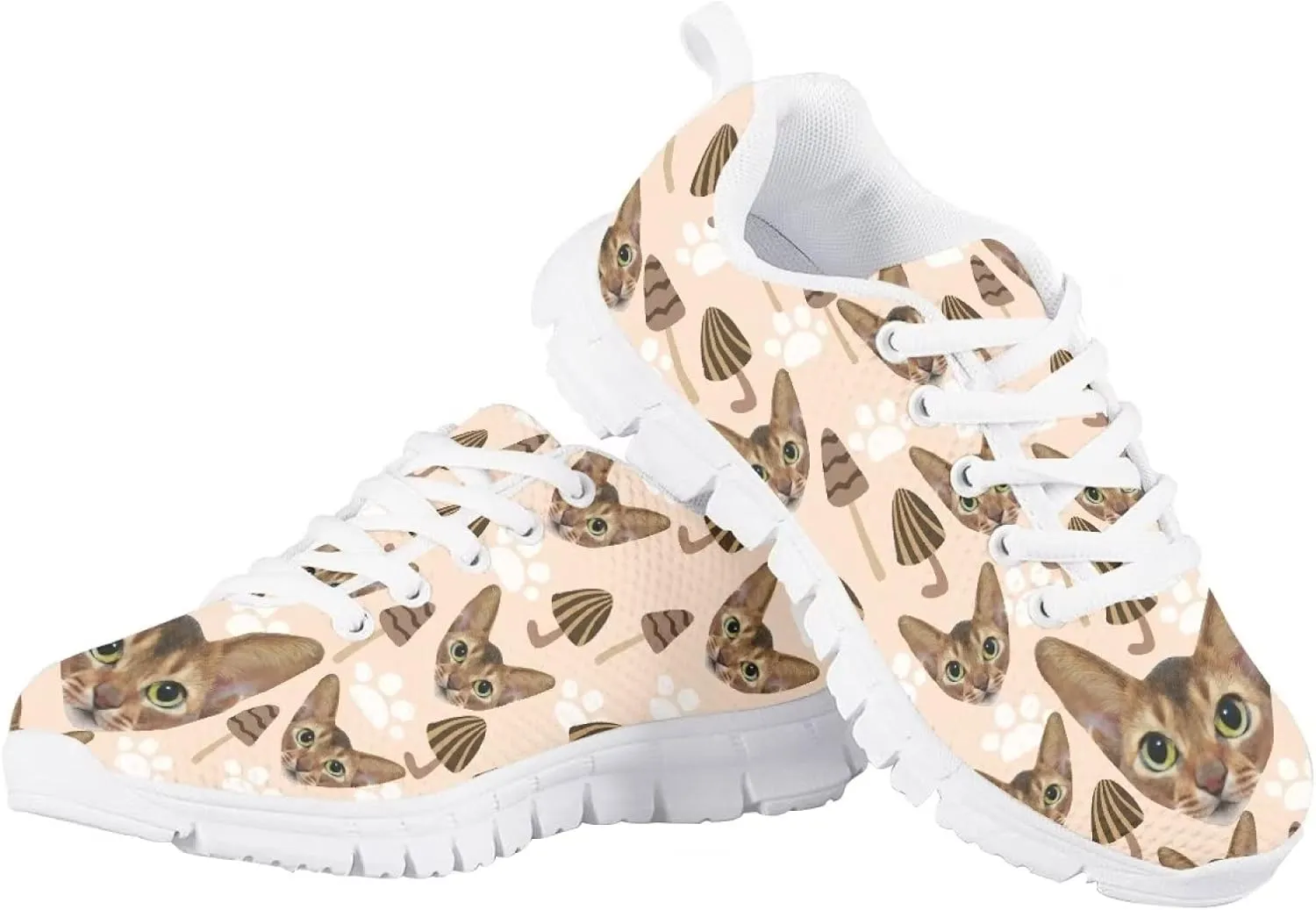 Kids Mesh Sneakers Graphic Cat Dog Print Cute Running Tennis Shoes for Girls and Boys