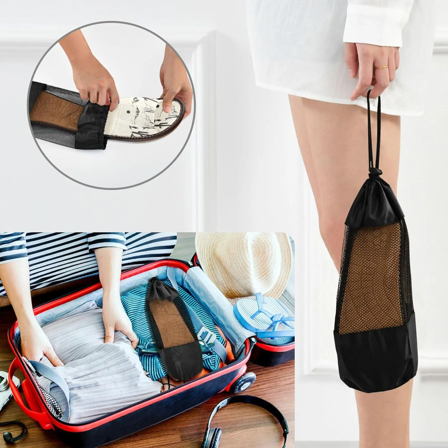 KLL Bathroom Shower Slippers Indoor and Outdoor Reusable Non-Slip Bedroom Slipper for Travel, Hotel, Party, Guests