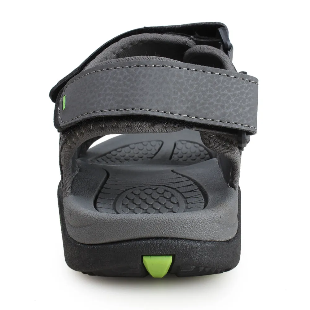 Kunsto Men's Synthetic Leather Sports Sandal Open Toe Hook and Loop Adjustable Straps TPR Outsole Slip Resistant