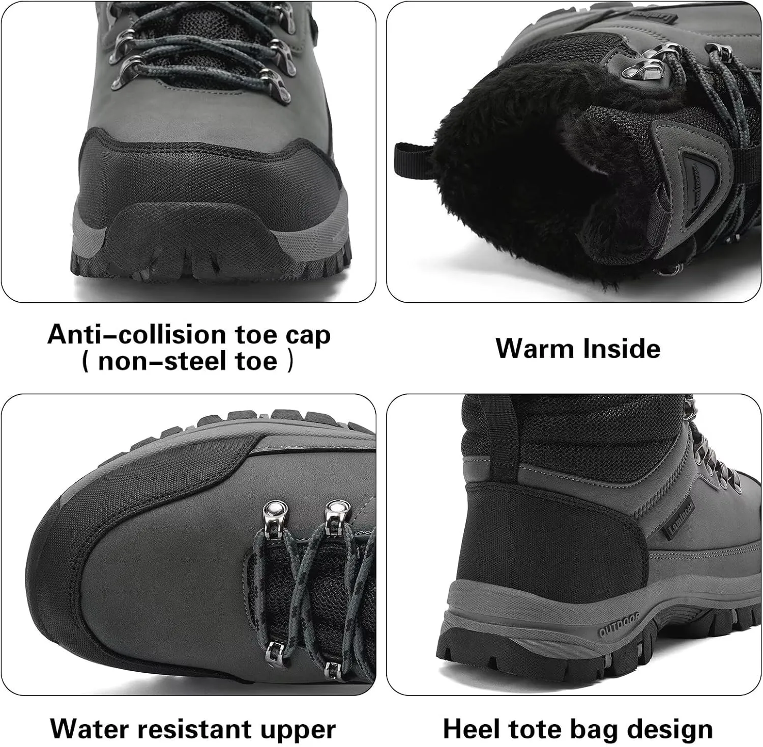 Lamincoa Mens Snow Boots Water Resistant Hiking Boots for Men Non-slip Winter Outdoor Warm Comfort Camping Backpacking Shoe