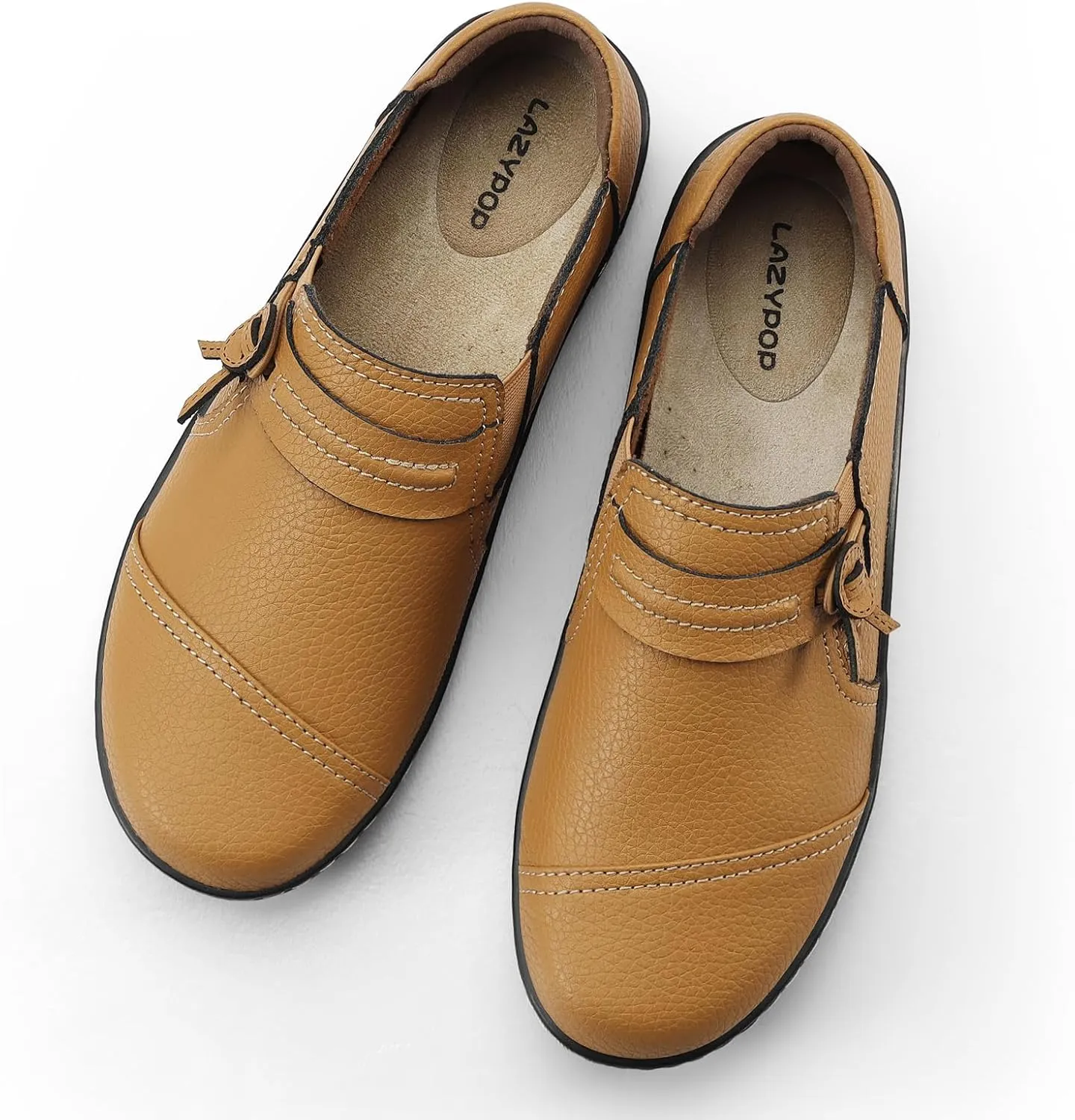 LAZYPOP Women's Classic Comfort Leather Loafers Cute Slip-Ons Casual Dress Shoes Lightweight Walking Flats Everyday Work Shoes