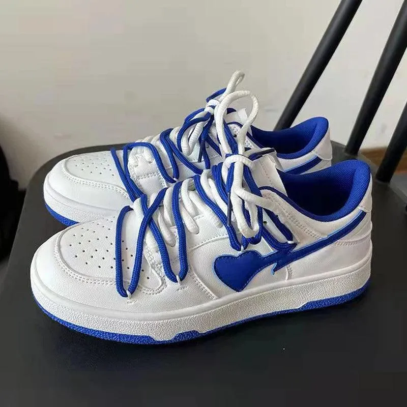 Leather Heart Detail Sneakers – Streetwear Style, Waterproof, Comfortable Fit