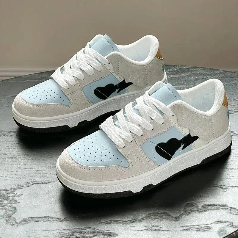 Leather Heart Detail Sneakers – Streetwear Style, Waterproof, Comfortable Fit