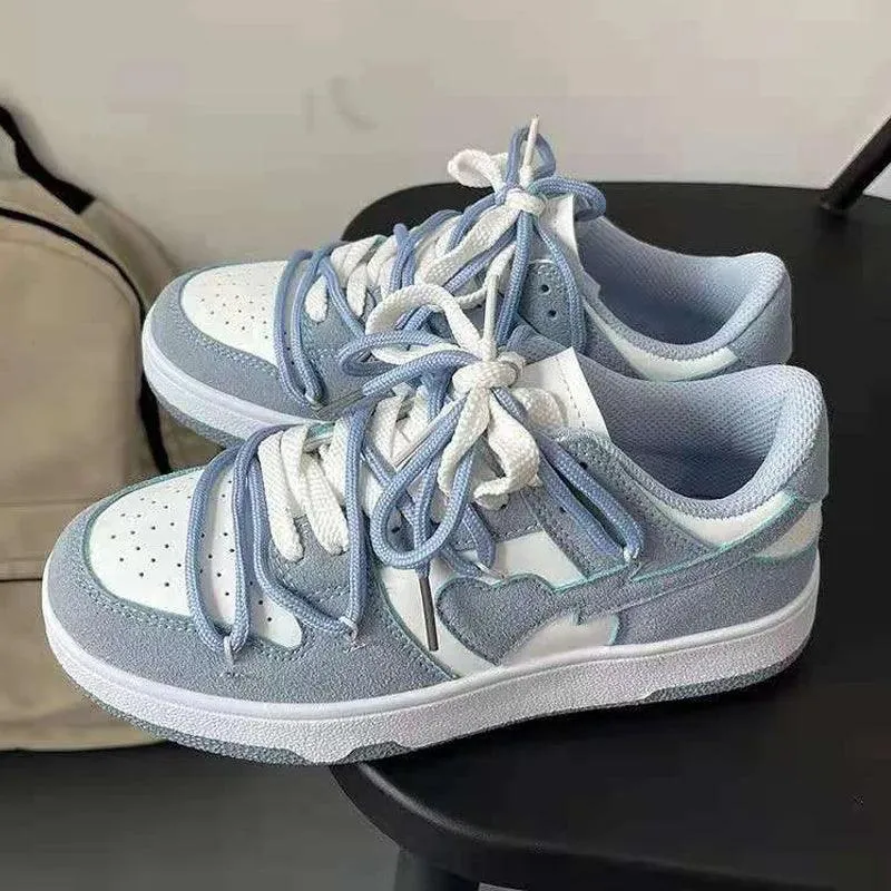 Leather Heart Detail Sneakers – Streetwear Style, Waterproof, Comfortable Fit
