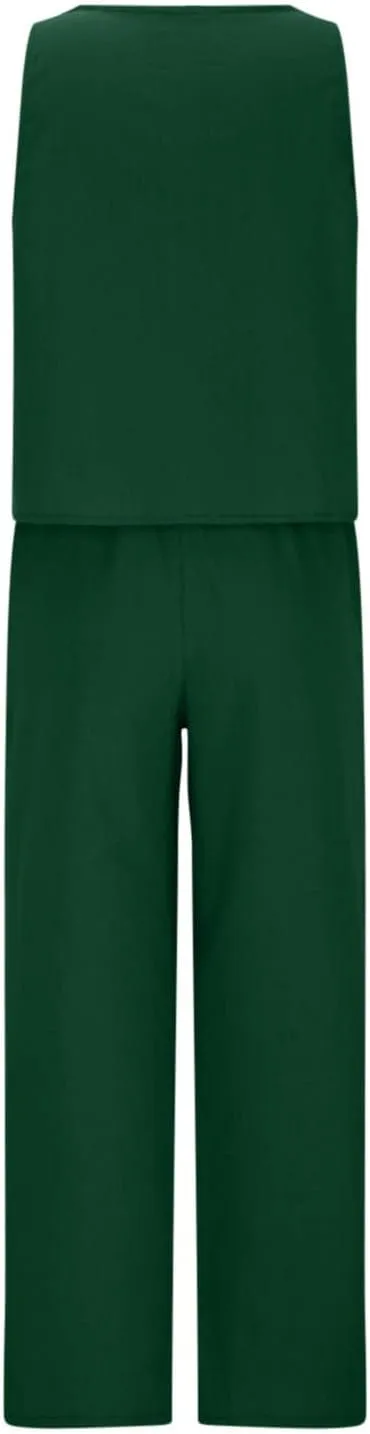 Linen 2 Piece Sets For Women Summer Beach Vacation Outfits 2024 Sleeveless Crop Top Long Pants Tracksuits Matching Set