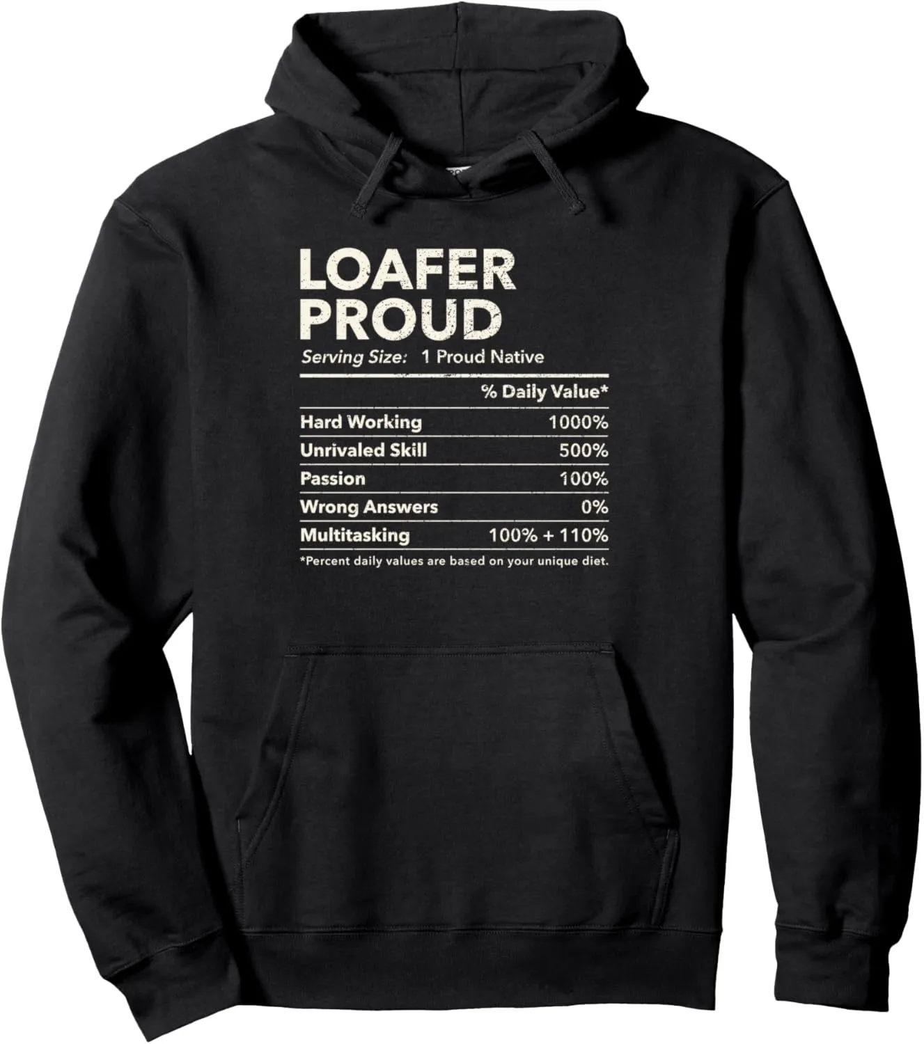 Loafer, Arkansas Proud Nutrition Facts Pullover Hoodie