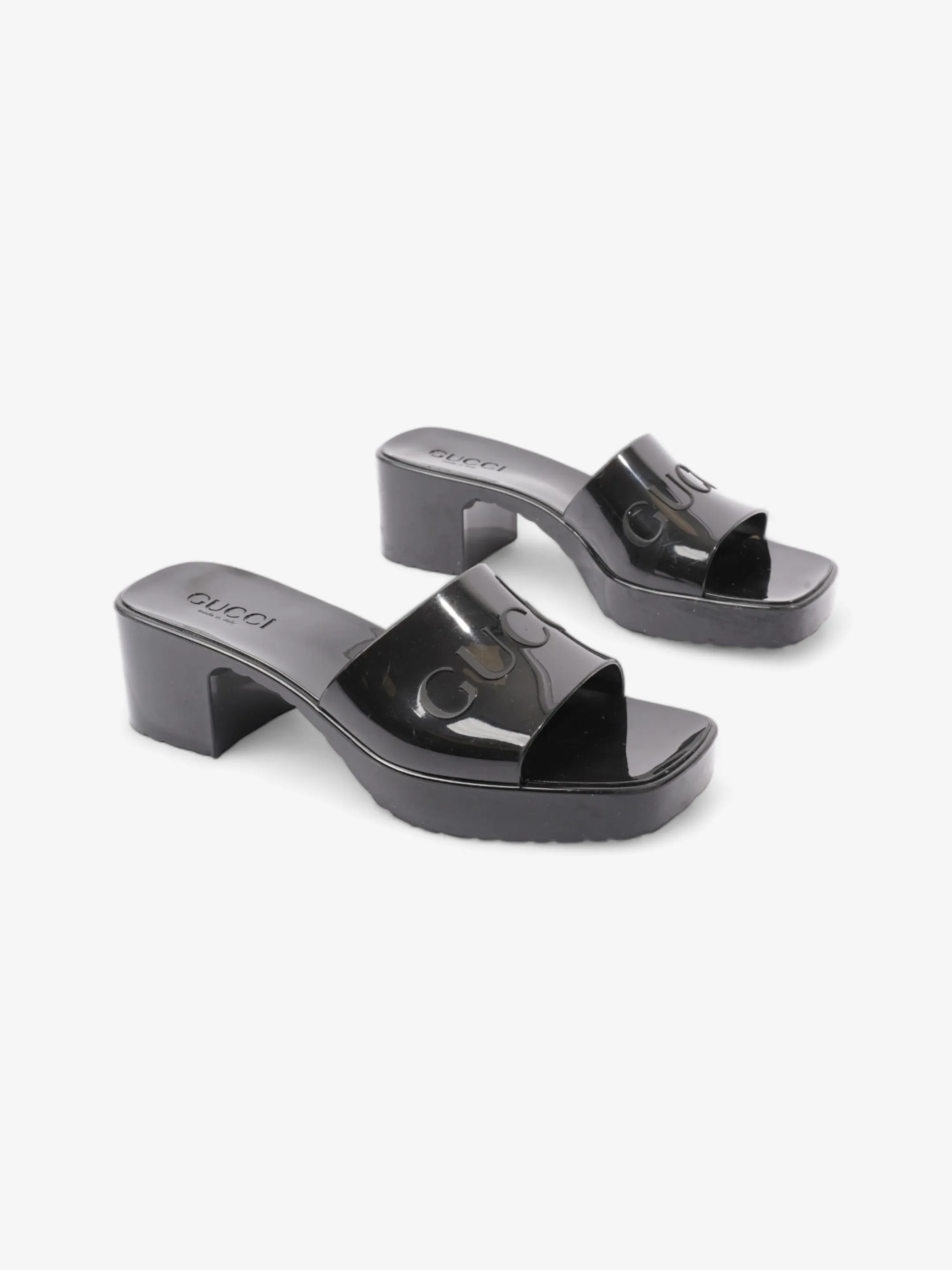 Logo Platform Slide Sandal 40mm Black Rubber EU 38 UK 5