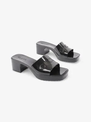 Logo Platform Slide Sandal 40mm Black Rubber EU 38 UK 5