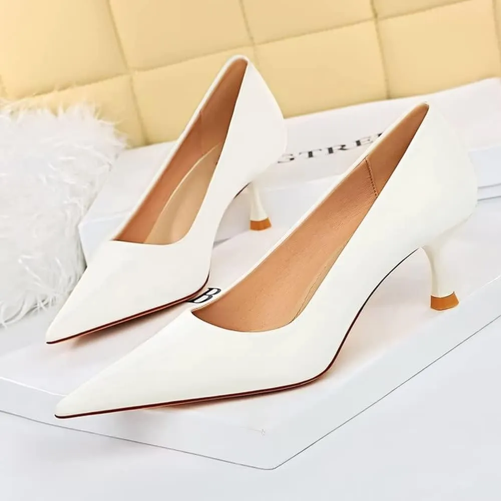 LUXINYU Women Pointed Toe Heels Fashion Sexy Party Dress Shoes Stiletto Comfort Kitten Heel Work Shoes Office Ladies Pumps