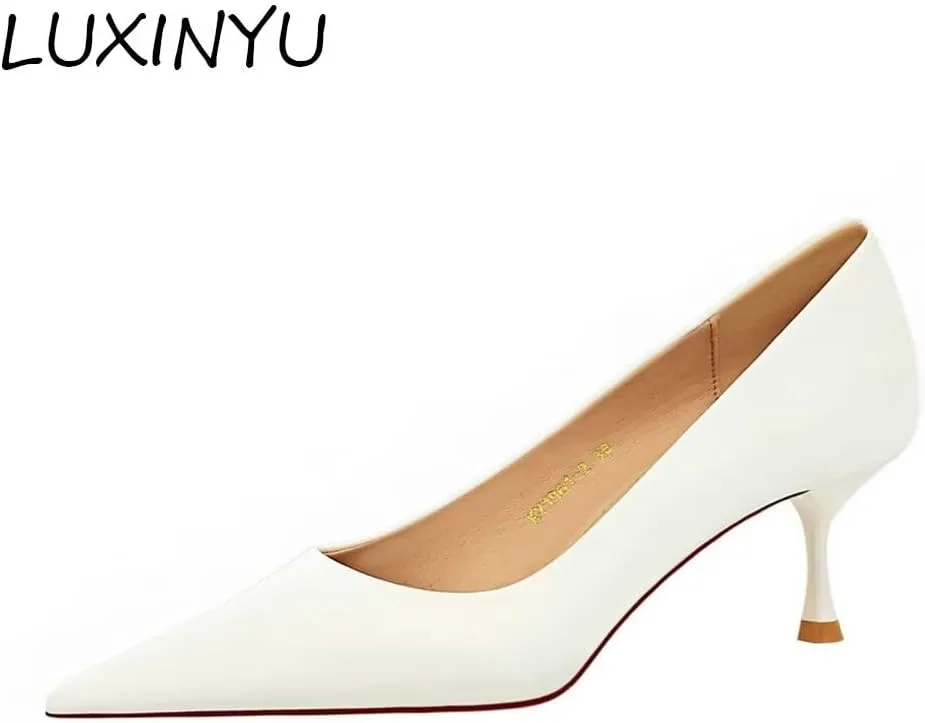 LUXINYU Women Pointed Toe Heels Fashion Sexy Party Dress Shoes Stiletto Comfort Kitten Heel Work Shoes Office Ladies Pumps