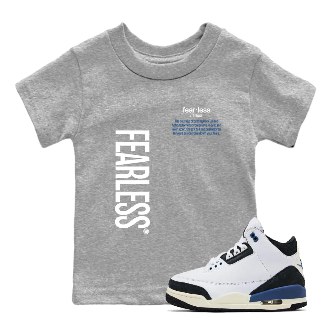Ma Fearless Jordan 3 Kids SNRT Diffused Maniere Blue x Tees Definition - Air Sneaker Don't wait Premium-grade A
