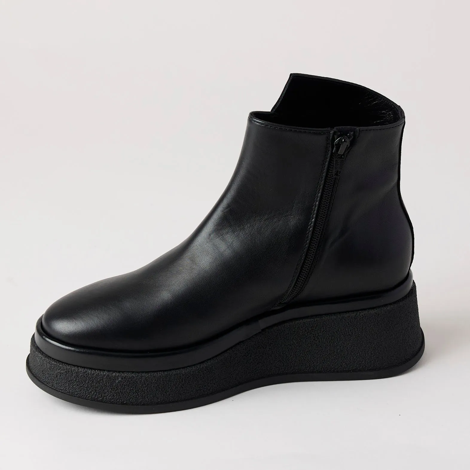 Marco Moreo Black Leather Flatform Ankle Boots