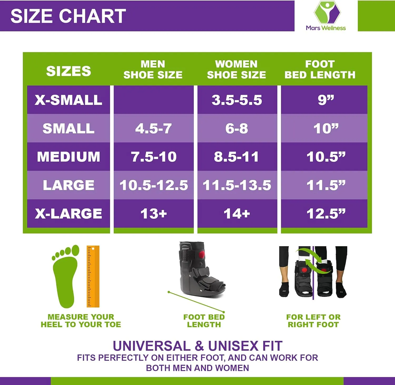 MARS Wellness Premium Short Air Cam Walker Boot - Small - Fracture, Sprained Ankle/Foot Stabilizer - Broken Toe Walking Boots for Men or Women