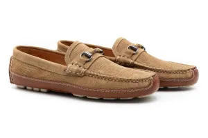Martin Dingman Monte Carlo Suede Horse Bit Loafer in Khaki