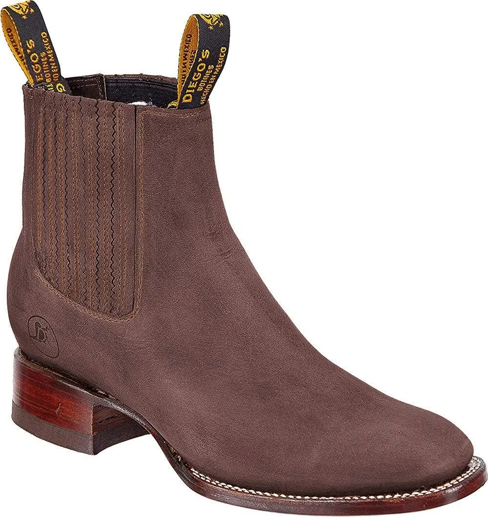Men's Cowboy Genuine Cowhide Leather Short Ankle Western Rodeo Biker Boots
