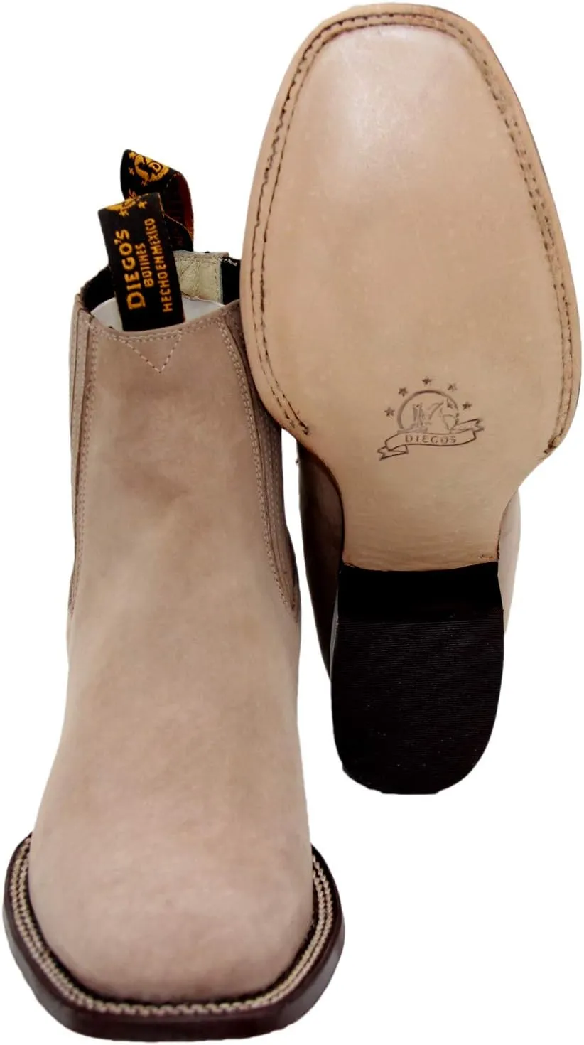 Men's Cowboy Genuine Cowhide Leather Short Ankle Western Rodeo Biker Boots