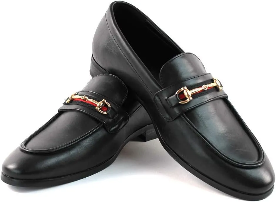 Men's Dress Shoes Loafer with Gold Buckle Slip On Formal Modern Classic