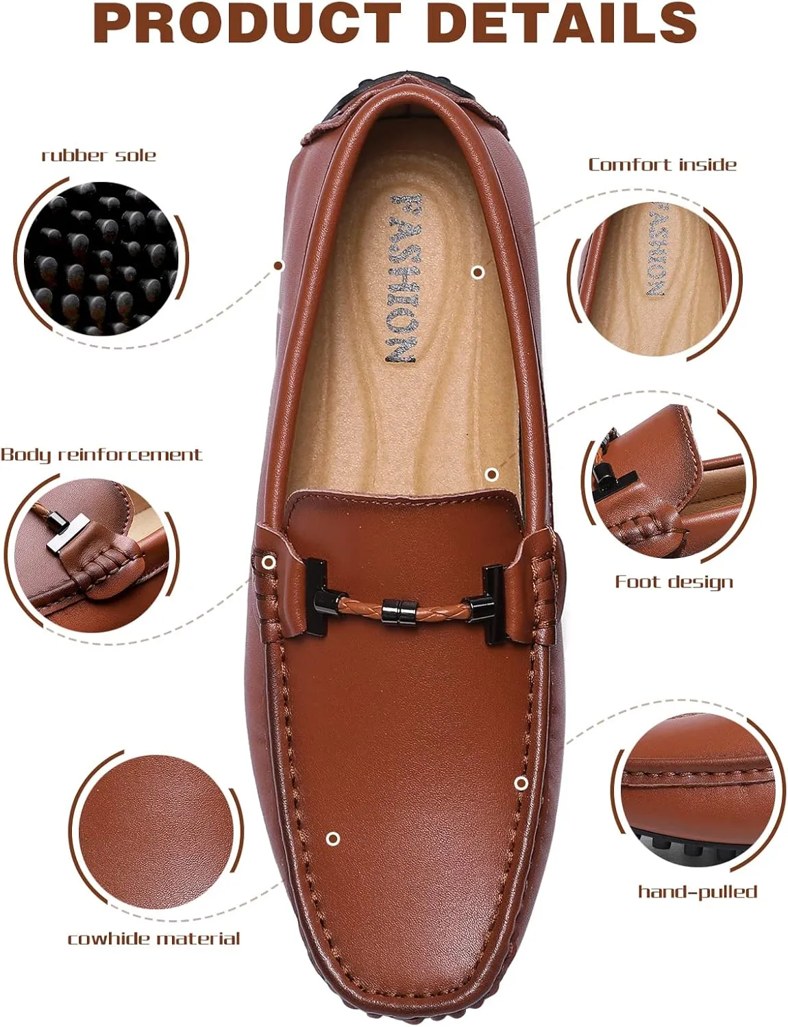 Men's Flat Penny Loafer Leather Slip on Dress Driving Moccasins Casual Shoes