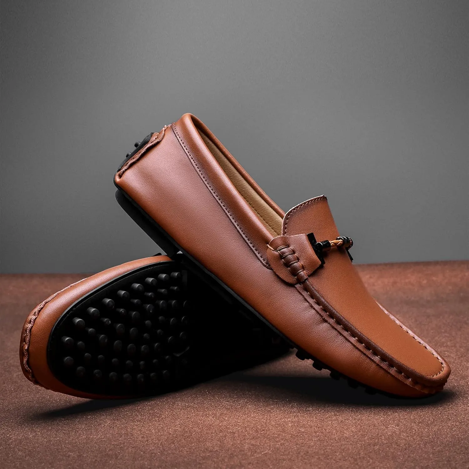 Men's Flat Penny Loafer Leather Slip on Dress Driving Moccasins Casual Shoes