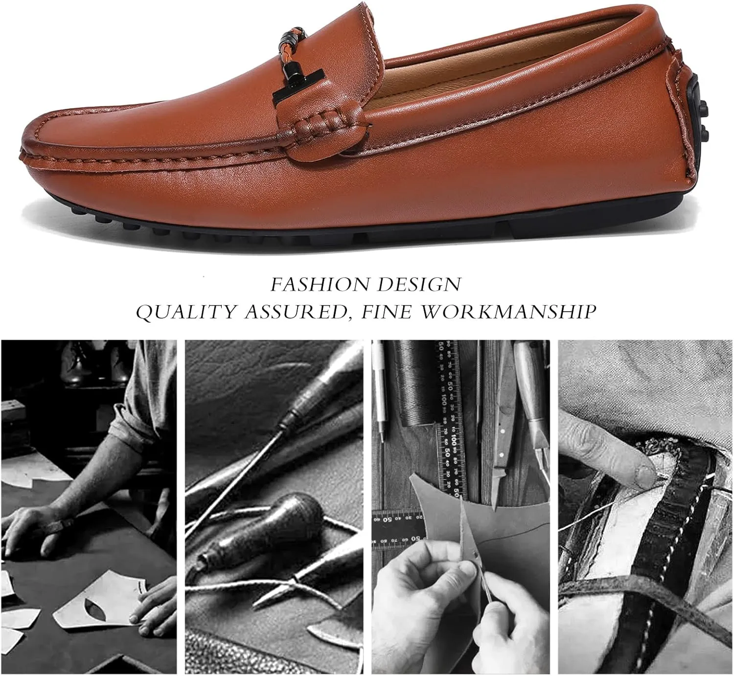 Men's Flat Penny Loafer Leather Slip on Dress Driving Moccasins Casual Shoes