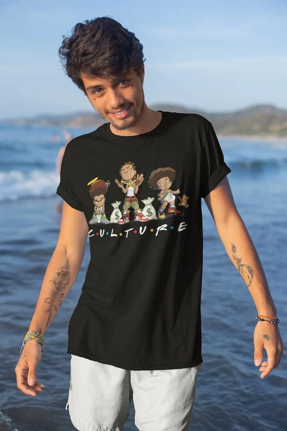 Men's Hustle Bear Graphic Tee Urban Streetwear T-Shirt, Cool Cute Retro Hipster Male's Tee