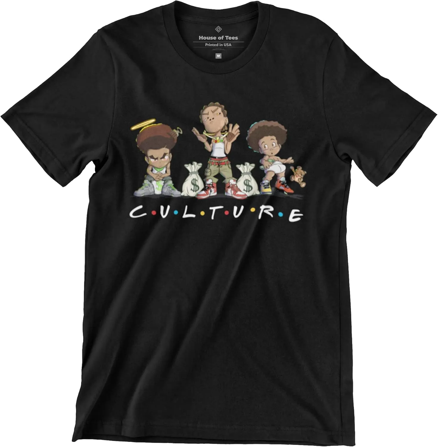 Men's Hustle Bear Graphic Tee Urban Streetwear T-Shirt, Cool Cute Retro Hipster Male's Tee