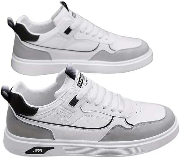 Men's Skateboarding Shoes Casual Lace-up Sneakers - Solid Color Low Top PU Trainers, All-Season Round Toe Footwear with Fabric Inner, PVC Sole, Cloth Insole for Everyday Wear