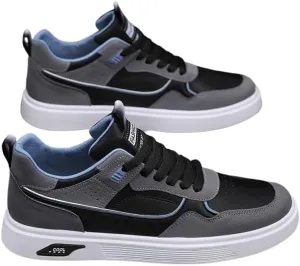 Men's Skateboarding Shoes Casual Lace-up Sneakers - Solid Color Low Top PU Trainers, All-Season Round Toe Footwear with Fabric Inner, PVC Sole, Cloth Insole for Everyday Wear