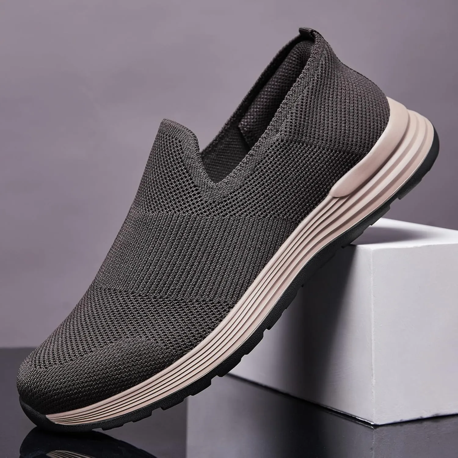 Men's Slip-On Loafers，Textile Materials，Comfort Flex Sole，Free and Convenient to wear Casual Walking Shoes