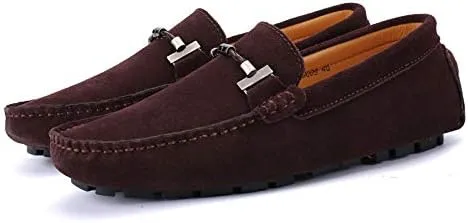 Men's Suede Leather Penny Loafers, Slip-on Driving Moccasins, Casual Flat Shoes, 10 Colors Options,Plus Big Sizes