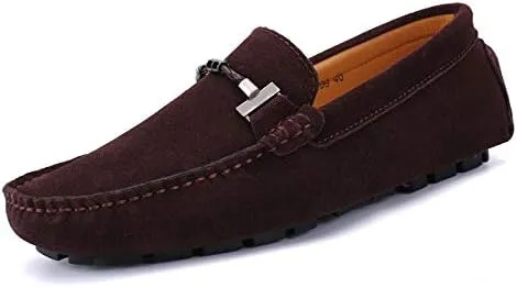 Men's Suede Leather Penny Loafers, Slip-on Driving Moccasins, Casual Flat Shoes, 10 Colors Options,Plus Big Sizes