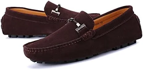Men's Suede Leather Penny Loafers, Slip-on Driving Moccasins, Casual Flat Shoes, 10 Colors Options,Plus Big Sizes