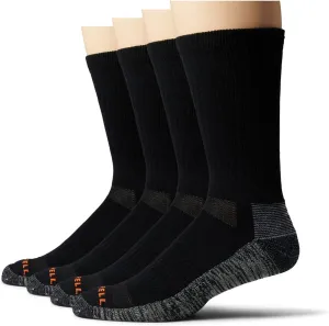 Merrell Standard Durable Everyday Work Crew Socks-3 Packs-Unisex Arch Support and Anti-Odor Cotton, Black (6 Pairs), L/XL (Men's 12.5-15 / Women's 14 )