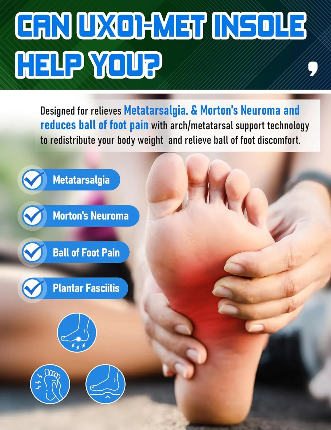 Metatarsalgia Insoles with Metatarsal Pads, Plantar Fasciitis Orthotic Metatarsal Arch Support Inserts, Comfort Casual Everyday Insoles for Morton's Neuroma,Ball of Foot Pain Relief-D