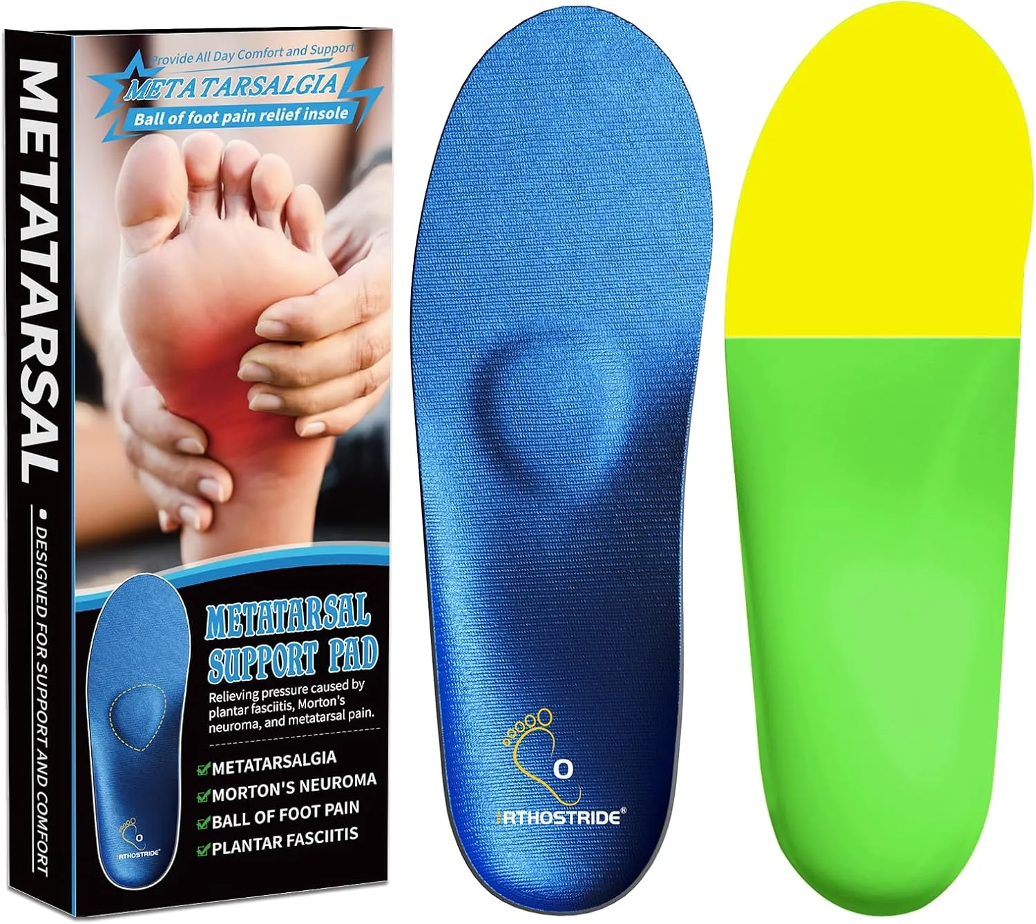Metatarsalgia Insoles with Metatarsal Pads, Plantar Fasciitis Orthotic Metatarsal Arch Support Inserts, Comfort Casual Everyday Insoles for Morton's Neuroma,Ball of Foot Pain Relief-D