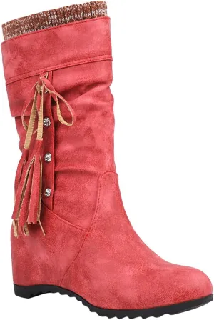 Mid Calf Booties for Women Fashion Office Leather Boots Almond Toe Western Cowgirl Cowboy Bootie Solid Casual Fall Short Boots