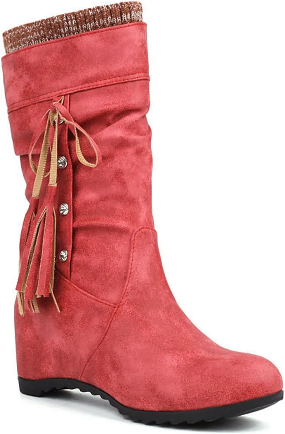 Mid Calf Booties for Women Fashion Office Leather Boots Almond Toe Western Cowgirl Cowboy Bootie Solid Casual Fall Short Boots
