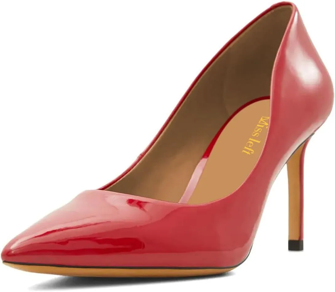 miss left Women Trendy Stilettos Closed Pointy Toe Pumps Slip On High Heeled Shoes for Everyday Working Commuting Size 4-16 US