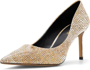 miss left Women Trendy Stilettos Closed Pointy Toe Pumps Slip On High Heeled Shoes for Everyday Working Commuting Size 4-16 US