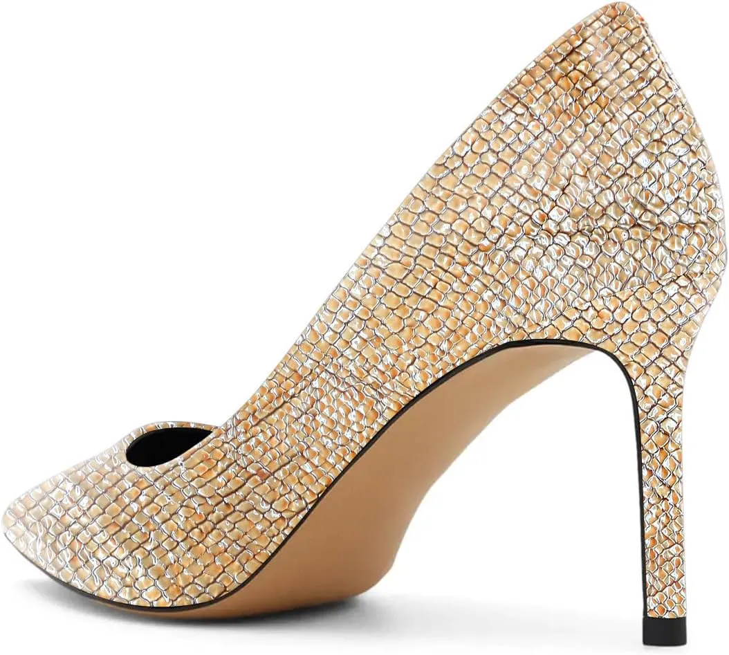 miss left Women Trendy Stilettos Closed Pointy Toe Pumps Slip On High Heeled Shoes for Everyday Working Commuting Size 4-16 US