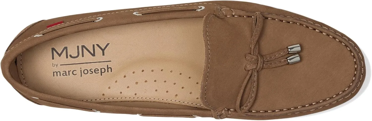 MJNY Womens Casual Comfortable Genuine Leather Lightweight Driving Moccasins Classic Fashion Tiebow Slip On Ladies Driving Loafer Flat Shoes