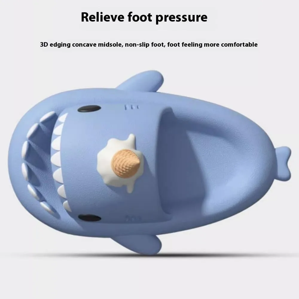 Mushroom Shark Slides, Unisex Non-slip Thick-soled 3D Cartoon Shark Slippers, Lightweight And Durable Beach Slippers For Summer