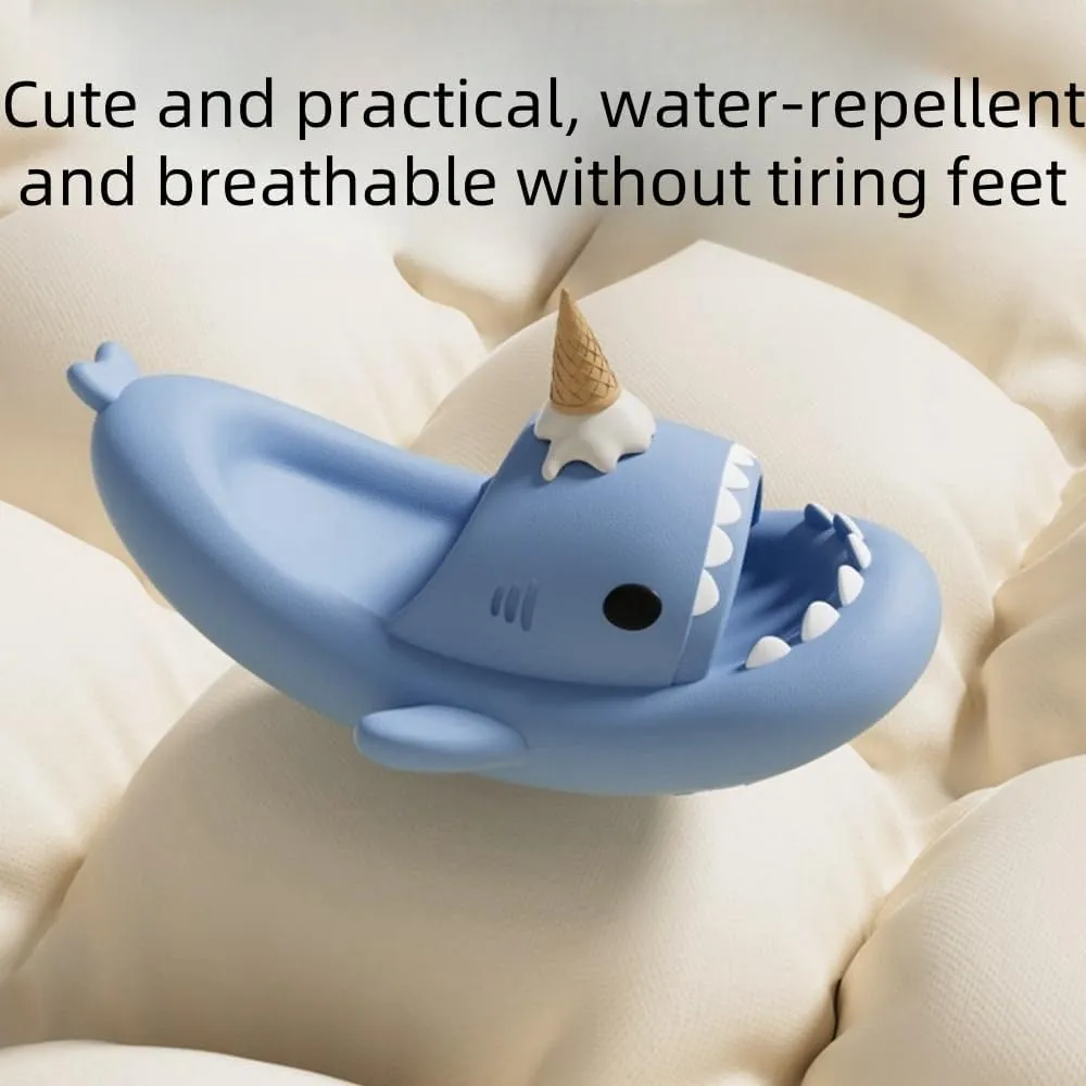 Mushroom Shark Slides, Unisex Non-slip Thick-soled 3D Cartoon Shark Slippers, Lightweight And Durable Beach Slippers For Summer