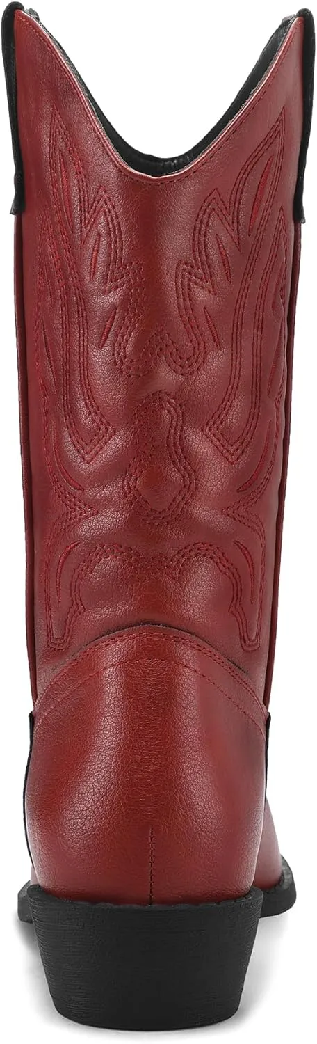 mysoft Women's Western Cowboy Boots Embroidered Mid-Calf Pointed Toe Cowgirl Boot
