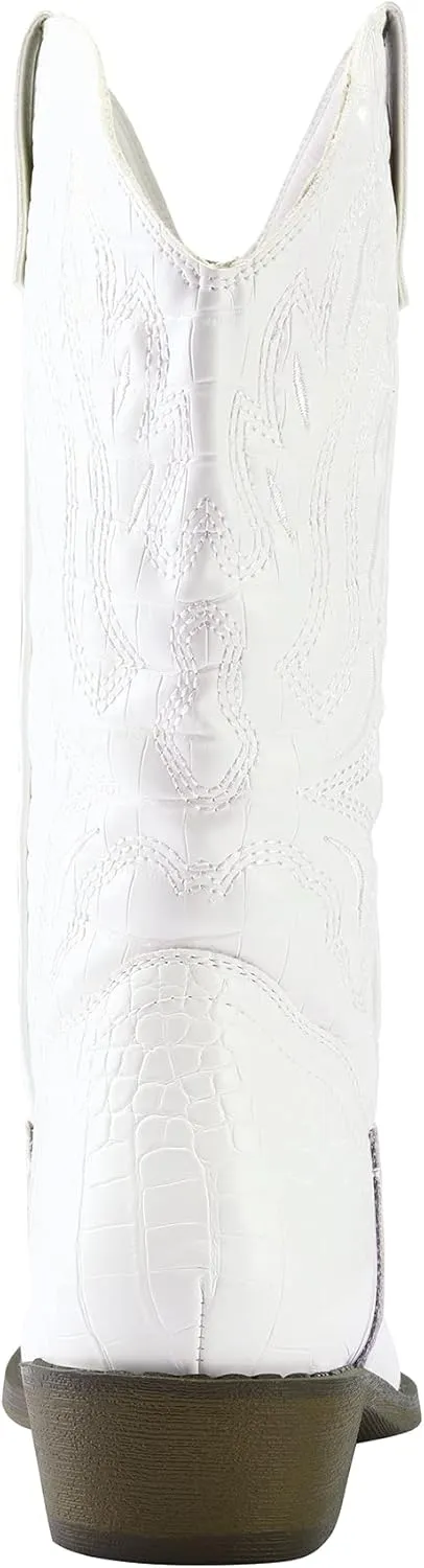 mysoft Women's Western Cowboy Boots Embroidered Mid-Calf Pointed Toe Cowgirl Boot