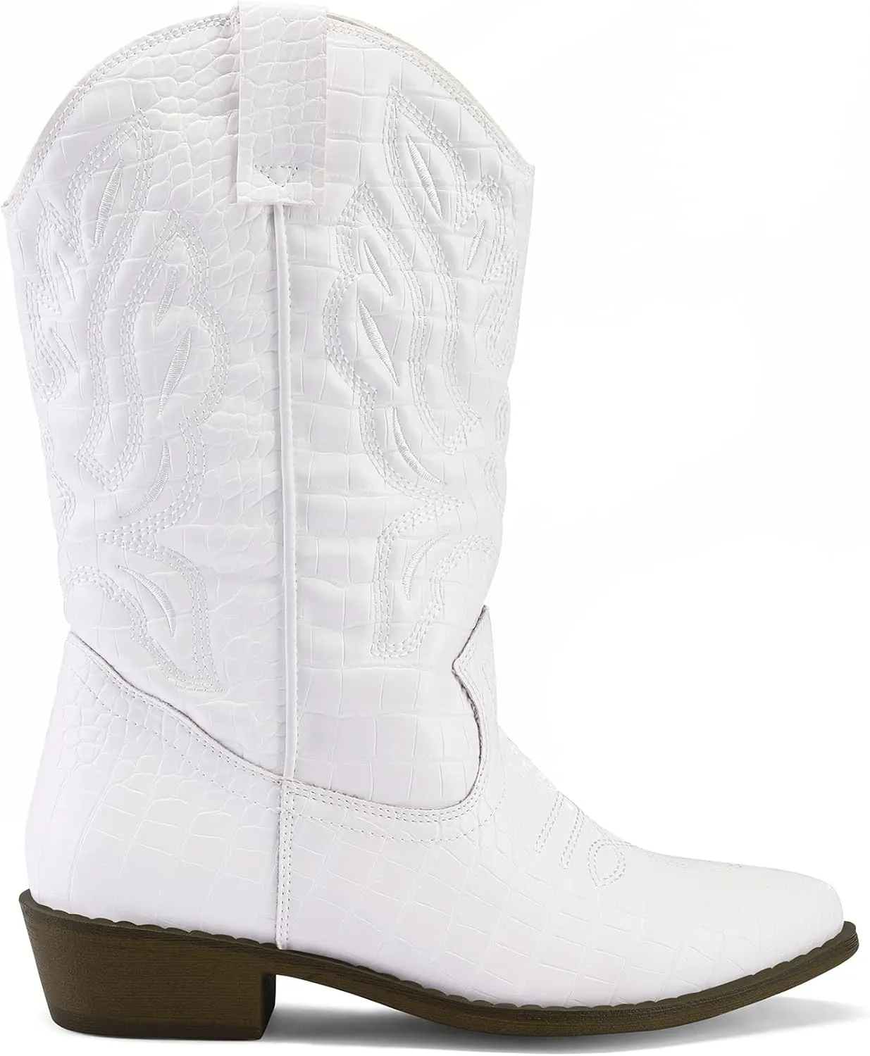 mysoft Women's Western Cowboy Boots Embroidered Mid-Calf Pointed Toe Cowgirl Boot