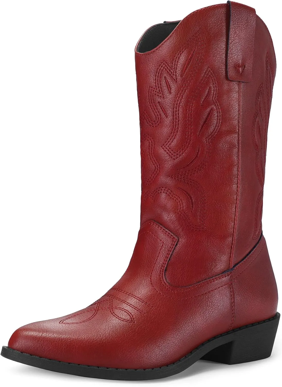 mysoft Women's Western Cowboy Boots Embroidered Mid-Calf Pointed Toe Cowgirl Boot