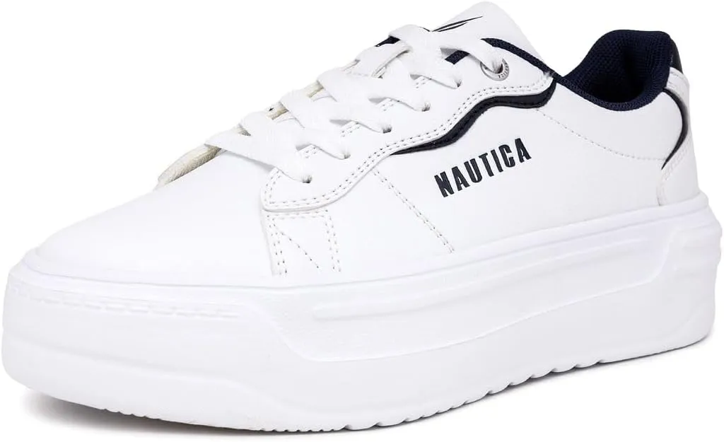 Nautica Women’s Lace-Up Fashion Sneakers – Low-Top Casual Walking & Tennis Shoes with Platform or Regular Heel