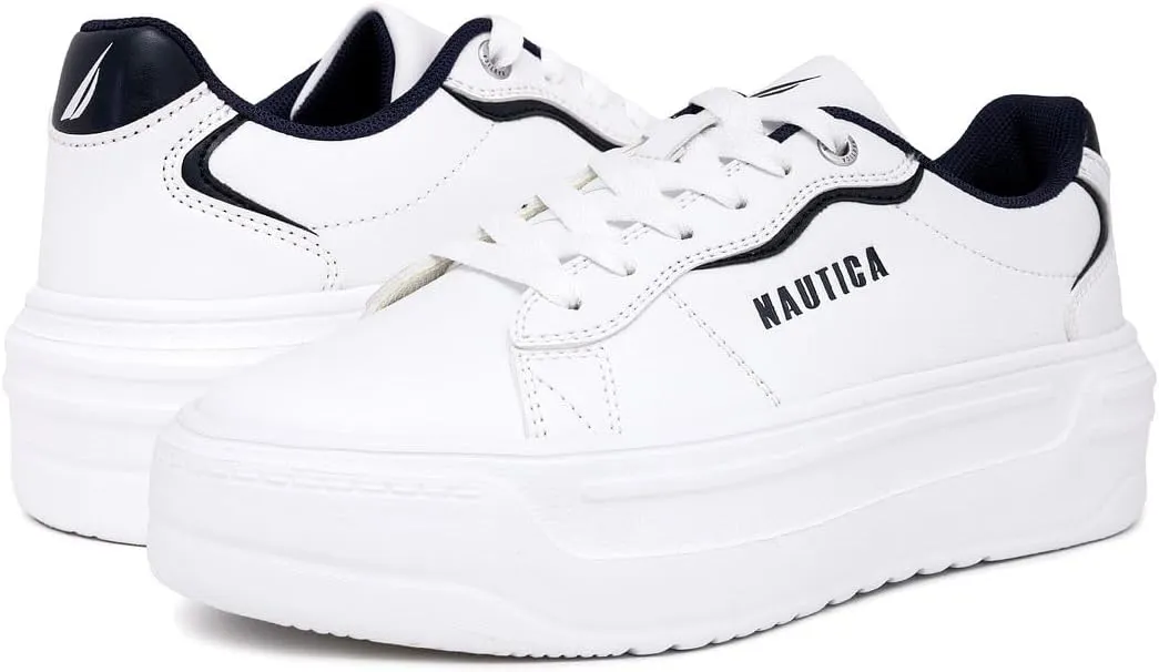 Nautica Women’s Lace-Up Fashion Sneakers – Low-Top Casual Walking & Tennis Shoes with Platform or Regular Heel