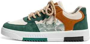 NCNDB Men's Retro Trendy Casual Shoes with Contrasting Color Patchwork Skateboard Sneaker